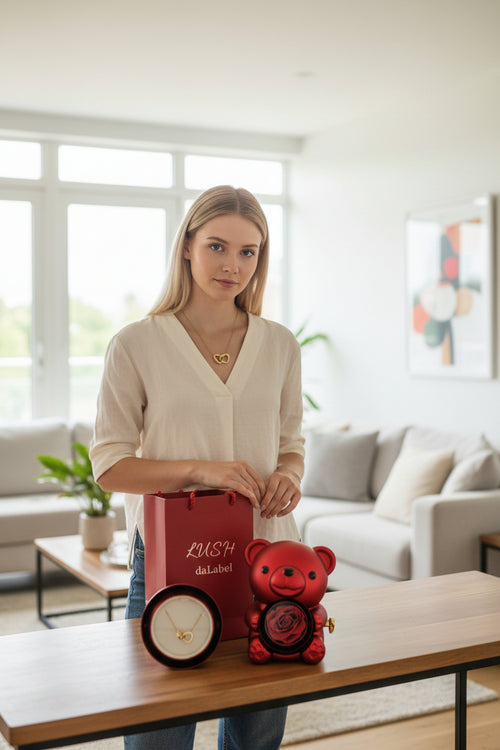 Ewige Rose Bär mit Halsschmuck